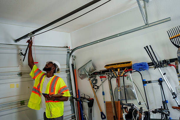 Professional Garage Door Panel Replacement technician working in Home Garden, CA